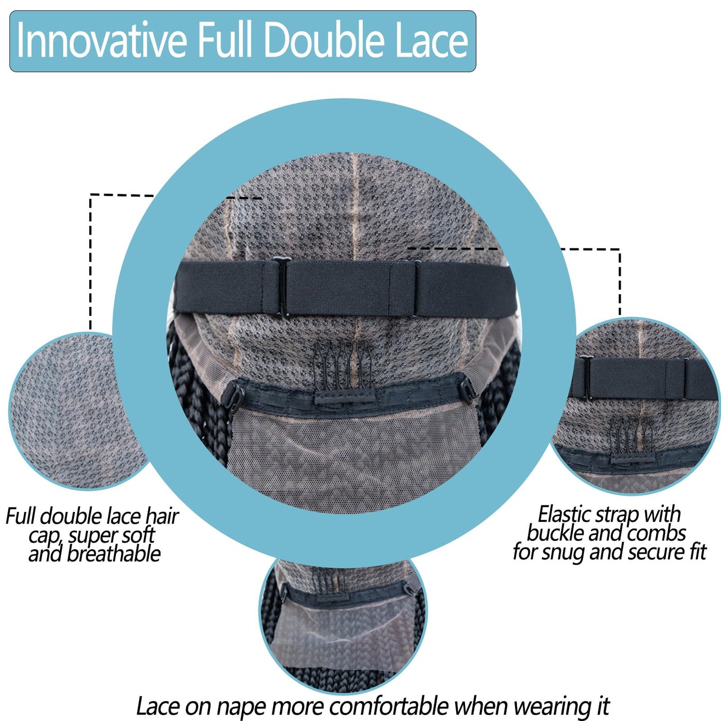 POSYTRESS 36 Inch Goddess Faux Locs Braided Wigs for Women Embroidery Lace Front Braided Wig with Curly Ends Knotless Full Lace Synthetic Goddess Locs Wig Brown Color Square Based Braided Wigs (#30)