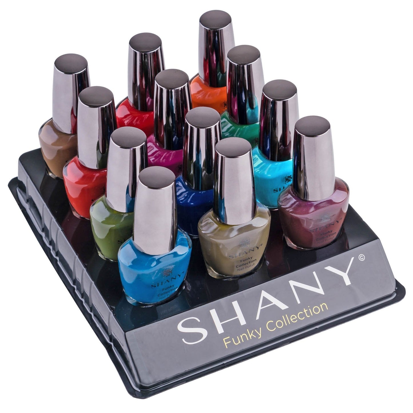 SHANY Cosmetics Nail Polish Set - 12 Bold and Quirky Shades in Gorgeous Semi Glossy and Shimmery Finishes - Funky Collection (Pack of 4)