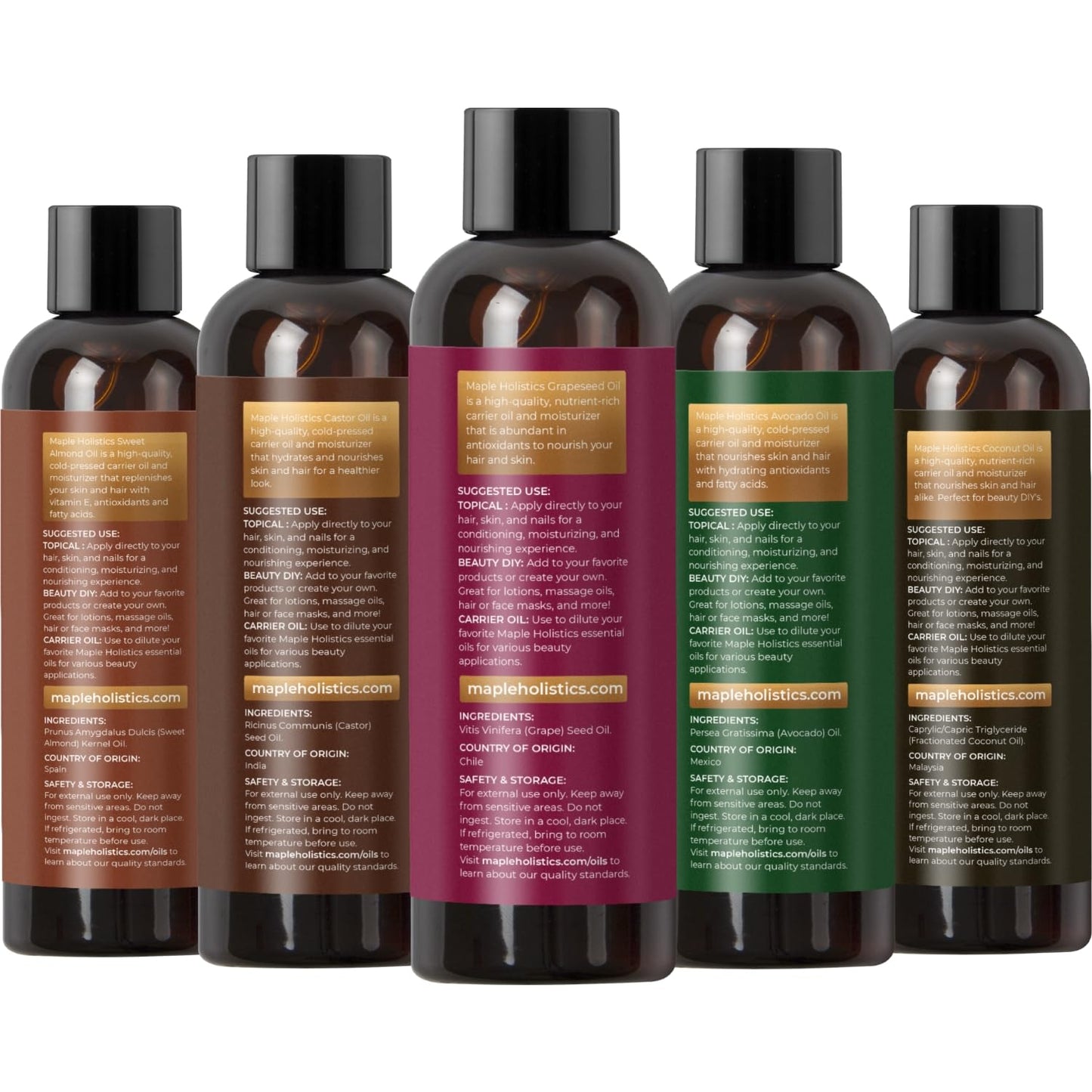 Pure Carrier Oils for Essential Oils - DIY Skin Care Set with Hair Oils Skin Oils for Body Care Moisturizers for Face and Body plus Nail Care - Anti Aging Skin Care DIY Beauty Products Carrier Oil Set