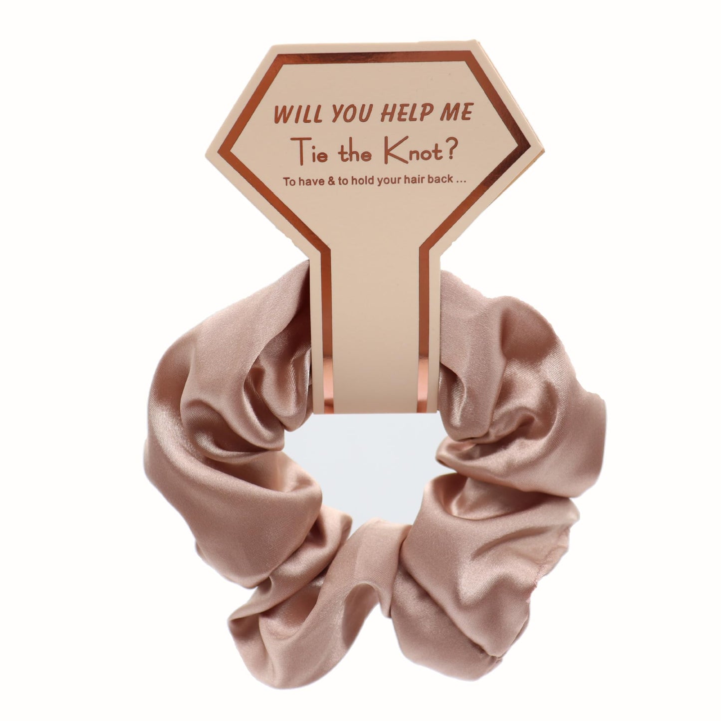 OWITER Satin Bridesmaid Scrunchies Bachelorette Hair Ties Set of 6 Bridal Shower No Damage Hairties ideas Gift for Wedding Party (rose gold)