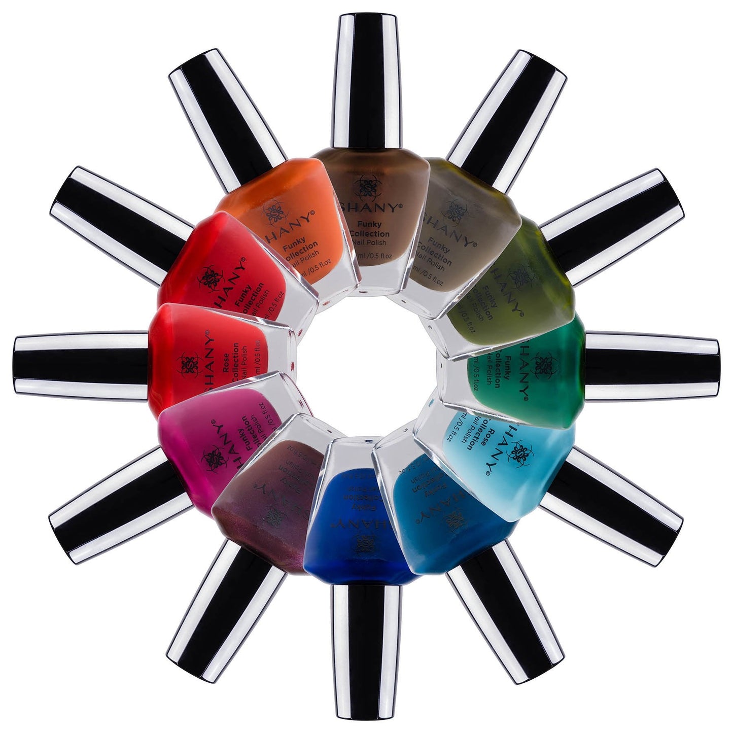 SHANY Cosmetics Nail Polish Set - 12 Bold and Quirky Shades in Gorgeous Semi Glossy and Shimmery Finishes - Funky Collection (Pack of 4)