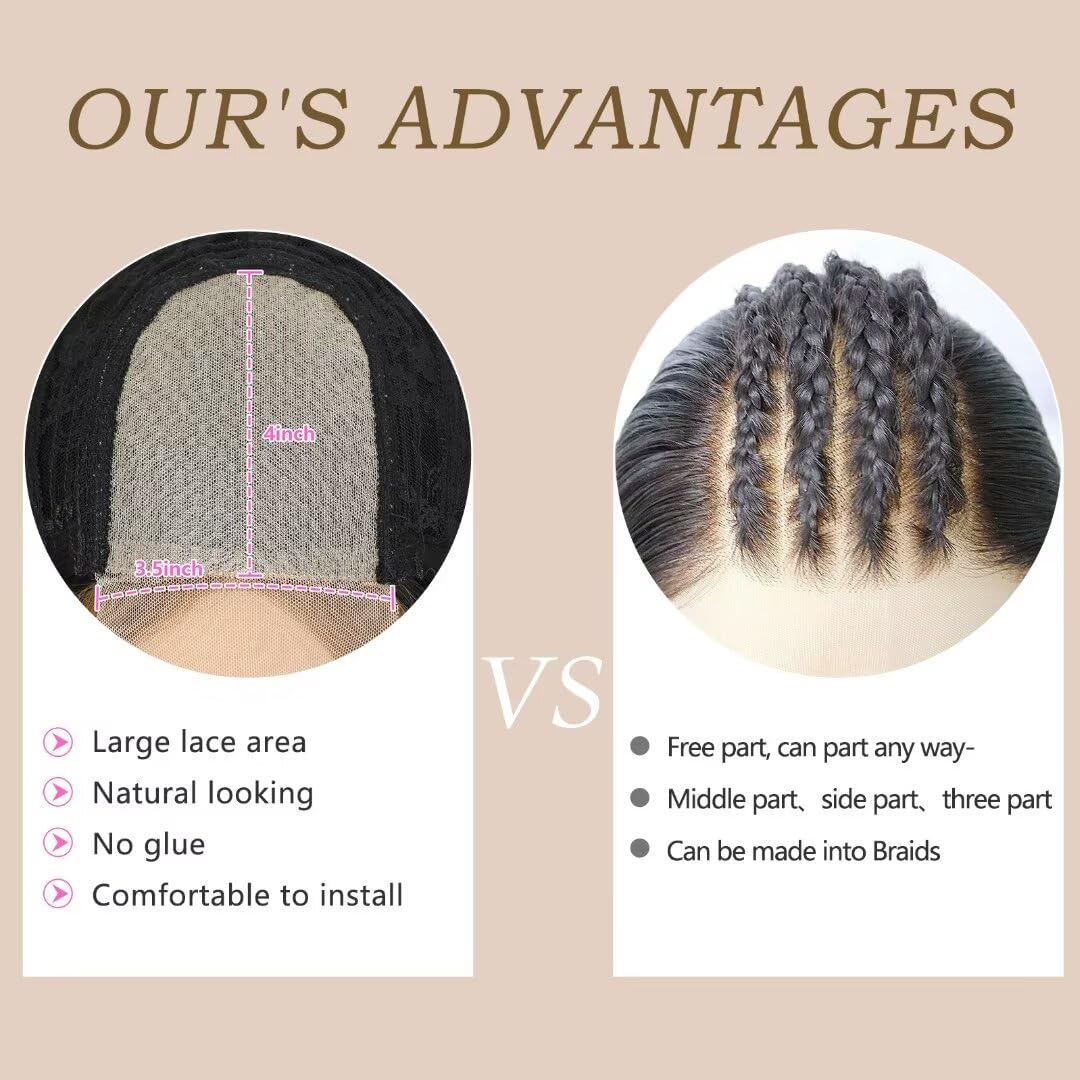 Aliesencia Highlight Bob Wig Short for Black Women Straight Synthetic Lace Wigs Natural Looking Heat Resistant Synthetic Hair Women's Wig(Black With Auburn Brown Strips)