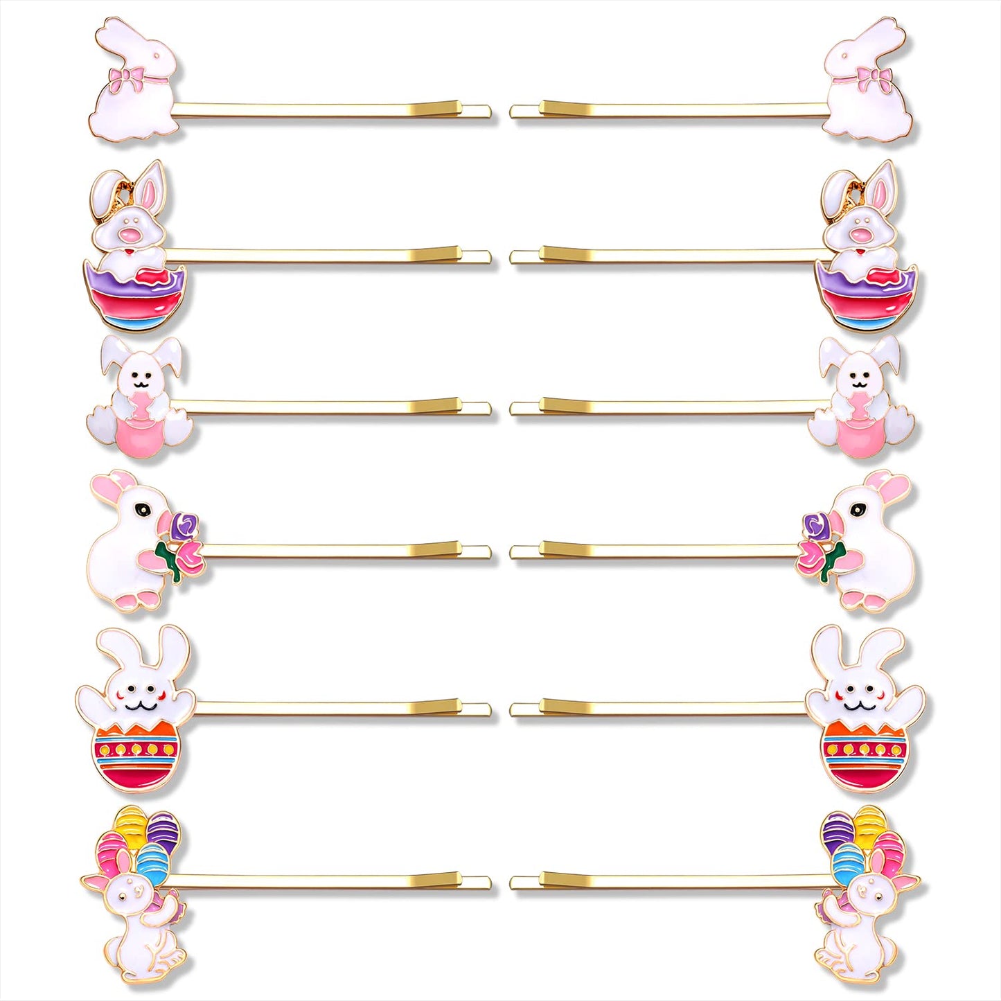 Boderier 12 Pack Easter Hair Clips for Women Enamel Bunny Hairpin Hair Accessories Bunny