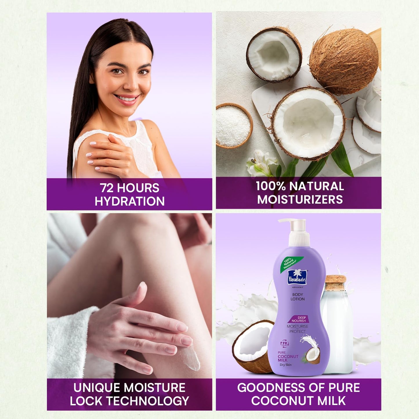 Parachute Advansed Deep Nourish Body Lotion with Pure Coconut Milk| For Women & Men |Restore Dry Skin| 100% Natural, 72h moisturization |13.5 Fl.oz.