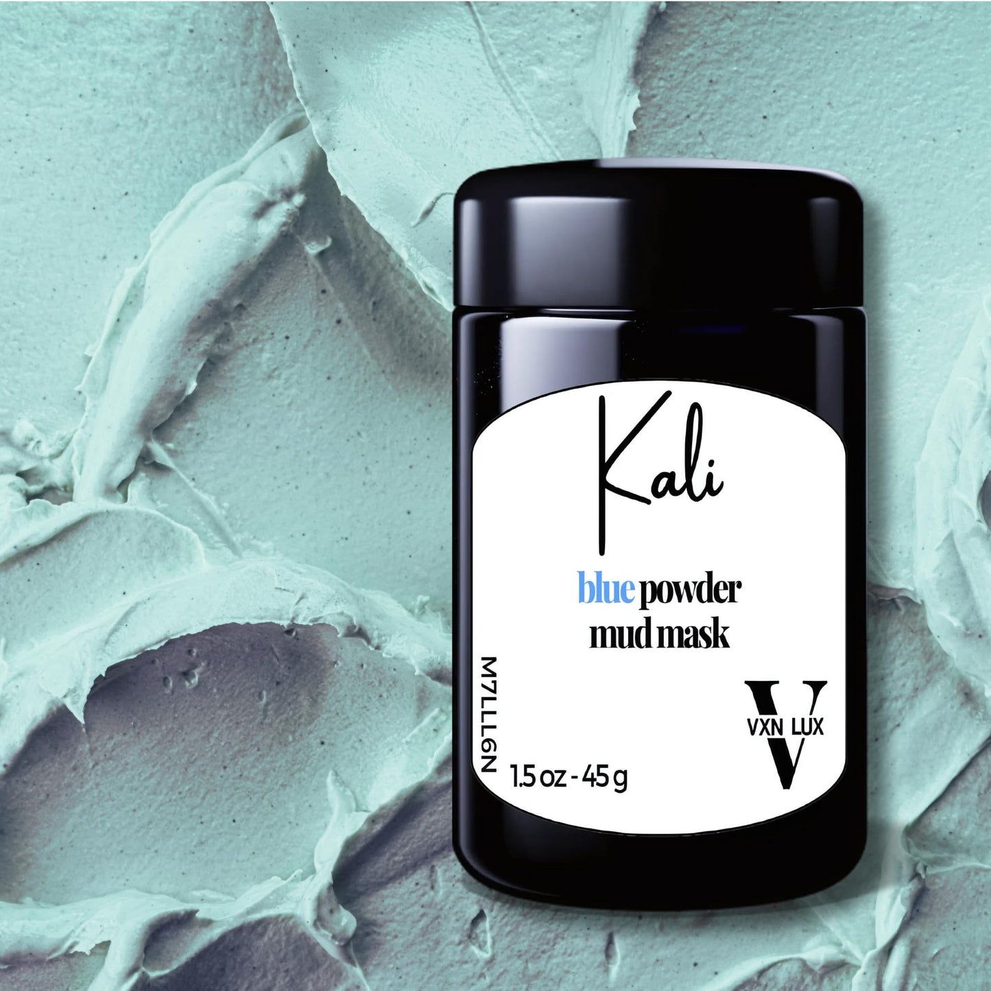 VXN LUX Kali Blue Powder Mud Mask - Vitamin-Rich Spirulina Mask - Cambrian Blue Clay, Kaolin Clay & Blue Tansy Oil - Pore Cleansing Mask & Acne Face Mask - 45g