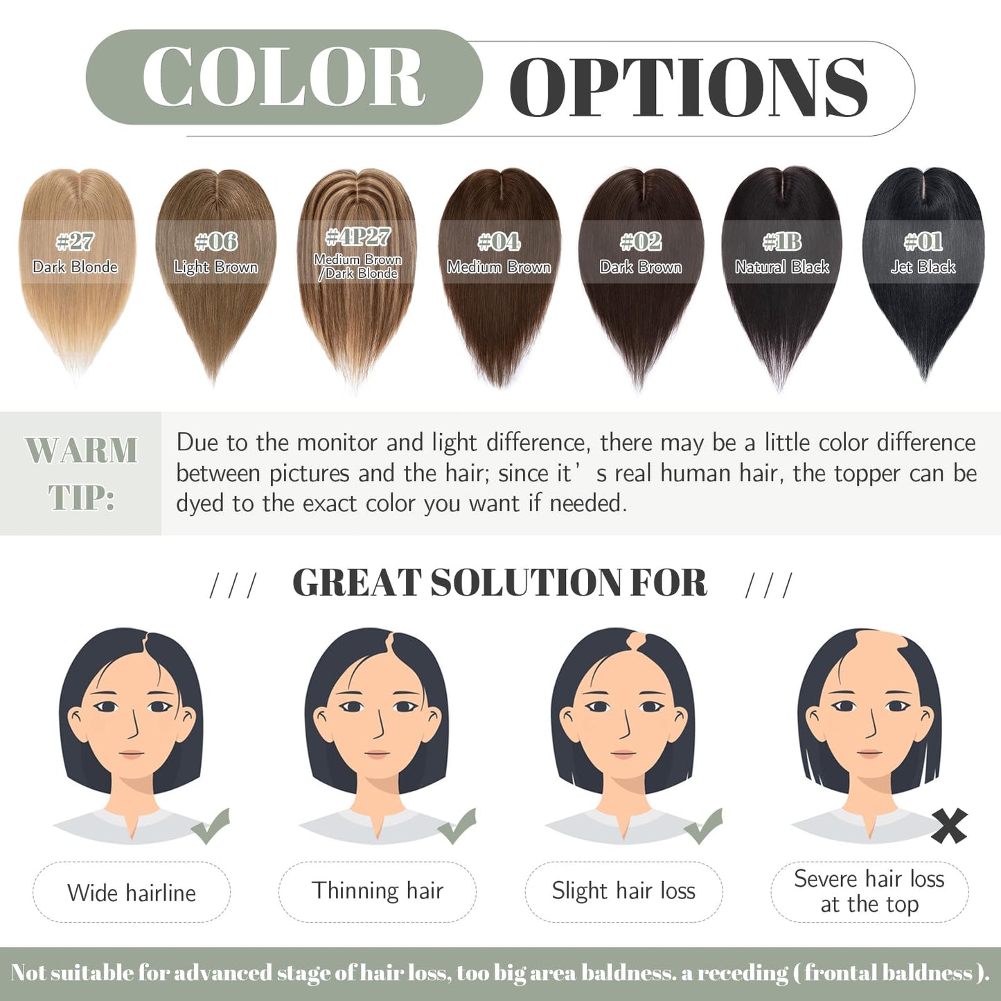 S-noilite Human Hair Toppers For Women 130% Density Hand Made Silk Base Clip in Topper Top Hair Pieces with Thinning Hair/Hair Loss Cover Gray Hair 14Inch 45g #4 Medium Brown