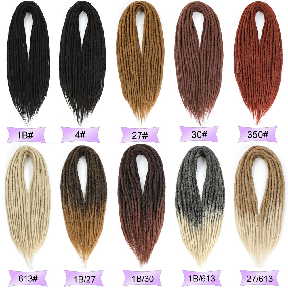 BUFENGSUN Straight Dreads Synthetic Double Ended Dreadlock Extensions 24inches 10 Strands Width 1.2cm Soft DE Dreadlocks Extensions for Women (10 Strands, 27#)