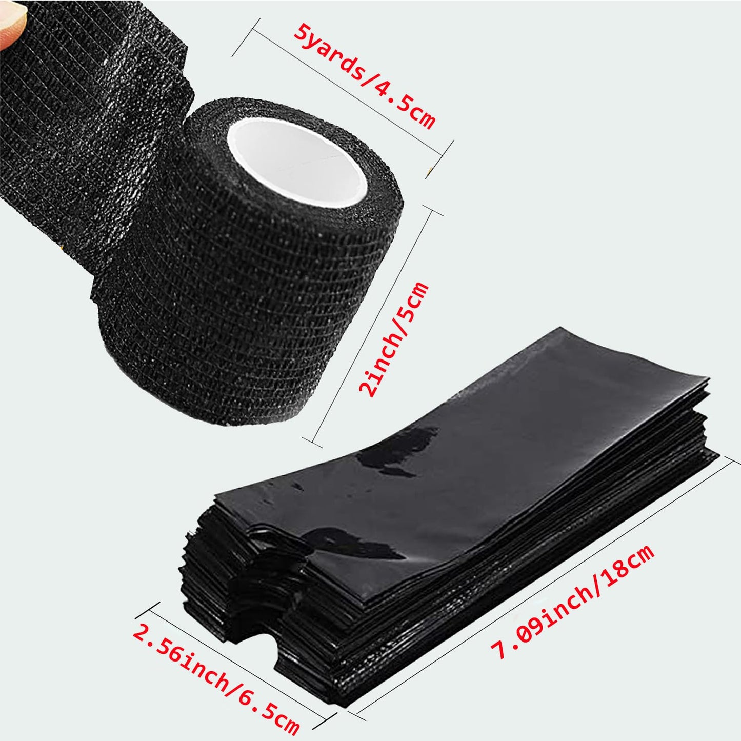 Sotica 200PCS Pen Covers with 6PCS Grip Tape Machine Wrap Cover Black Pen Bags Pen Sleeves Machine Sleeves with Black Grip Wrap Self-Adherent Tape Plastic Covers