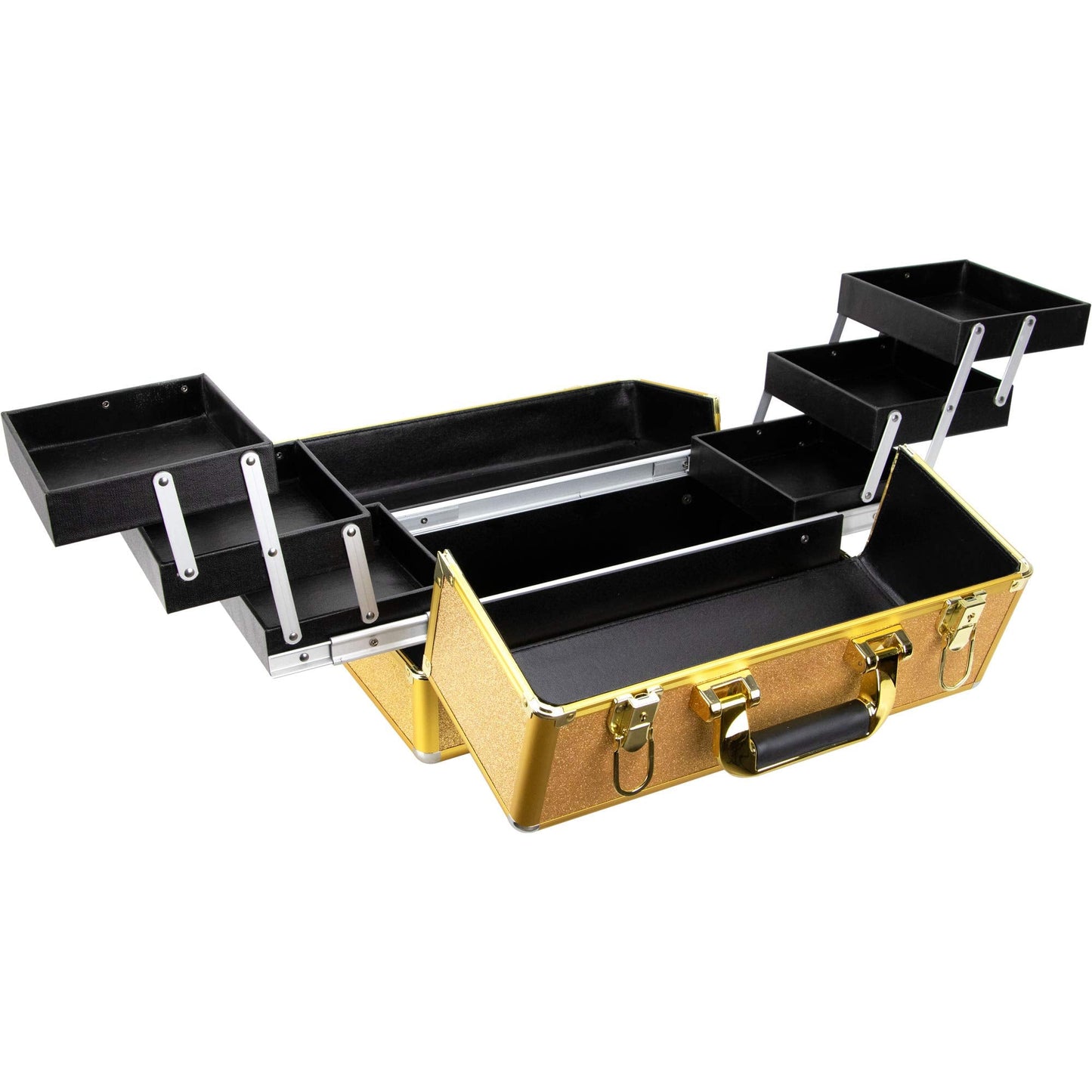 Ver Beauty Rucella Makeup Case Professional Nail Travel Organizer Box, Gold Krystal