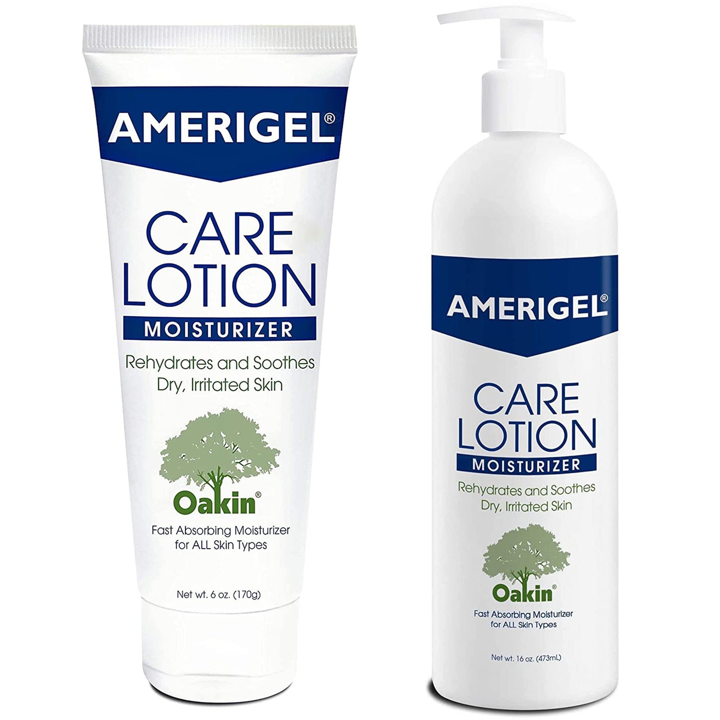 AMERIGEL Care Lotion Bundle - Hypoallergenic Moisturizer (6 oz.) Rehydrates & Soothes Dry Skin - Care Lotion for Diabetic Skin Care (16 oz.) Soothes Irritated Skin