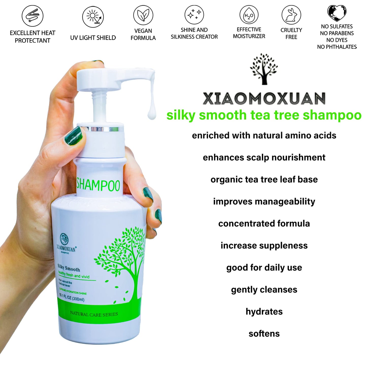 Xiaomoxuan Tea Tree Shampoo and Hydrating Hair Mask for All-Natural Hair Care Bundle