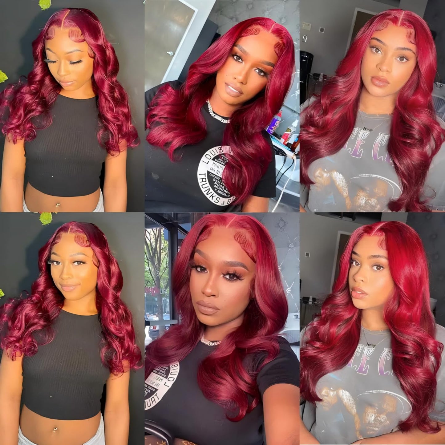 ABBETEY 20 inch Burgundy Lace Front Wigs Human Hair 13x6 HD Lace Front Wigs Human Hair Pre Plucked with Baby Hair 180% Density Body Wave 99j Colored Frontal Wigs