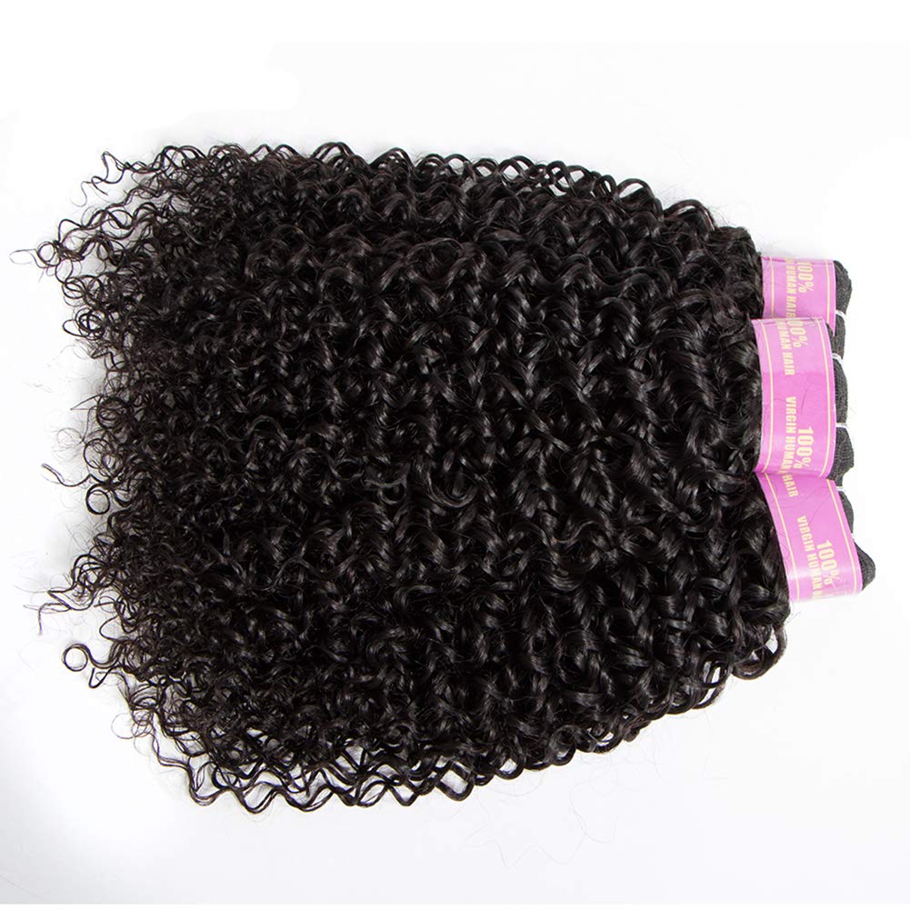 RECOOL 10A Brazilian Hair Bundles Curly Hair Products Human Hair Extensions One Piece Separately Bundle Single Bundle Hair Natural Color(1 bundle 16 inch, curly)