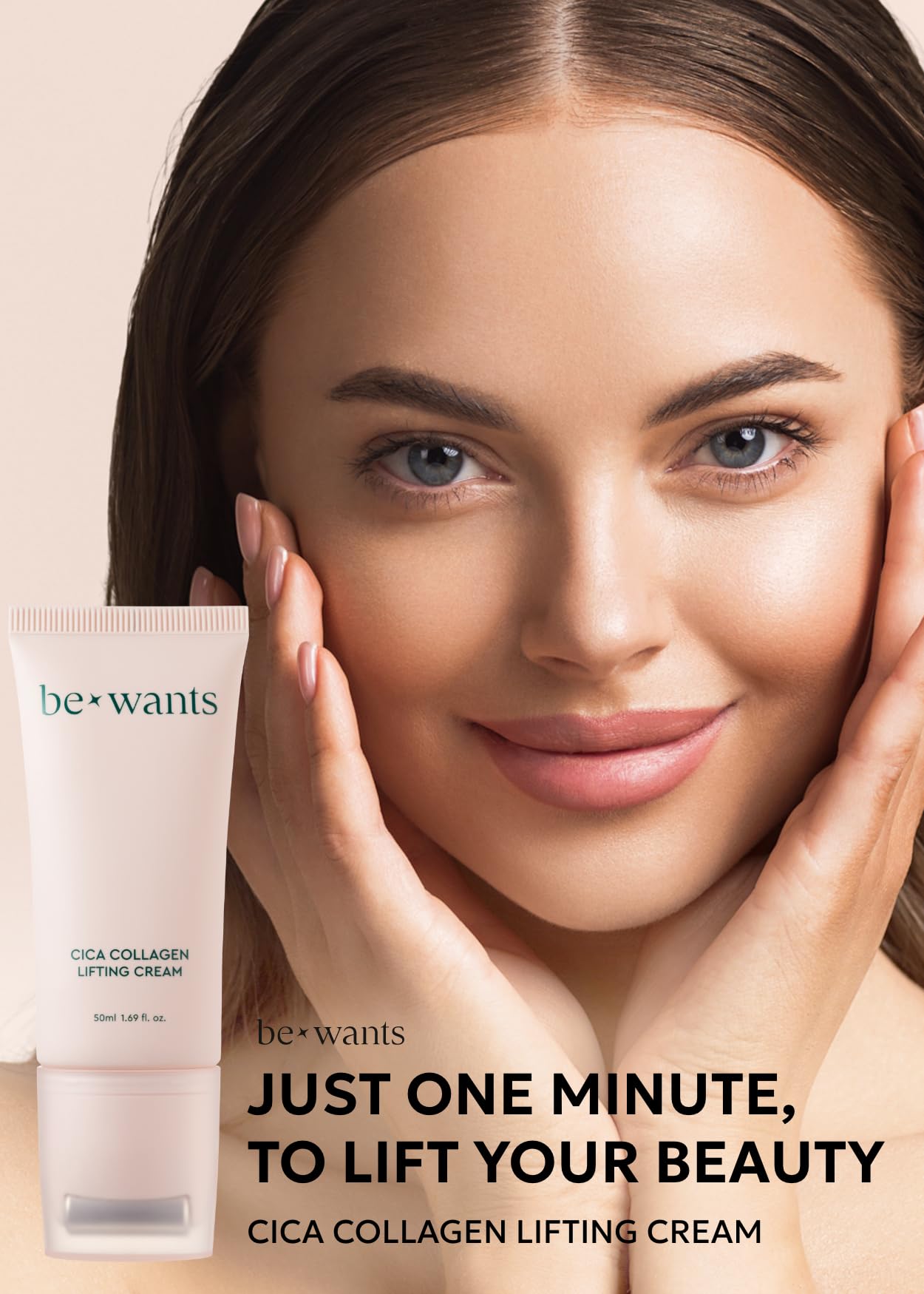 [K-Beauty] Bewants Centella Asiantica Collagen Lifting Cream(1.7 fl oz), Roll-On Eye Serum Stick and Eye Cream