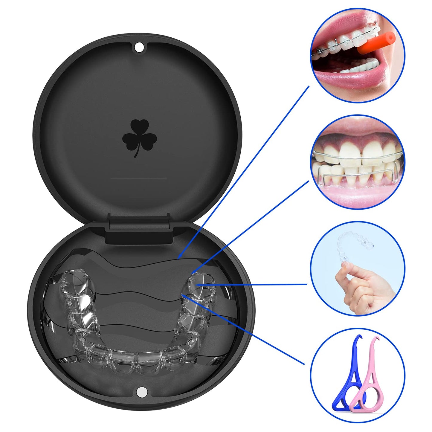 ARGOMAX - 2 Pack Retainer Mouth Guards Travel Cases, Black + Black.