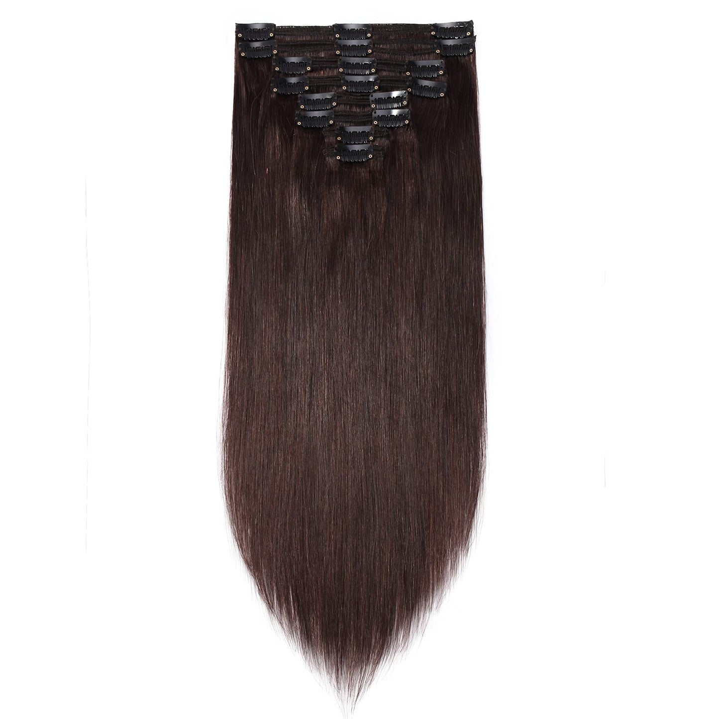 S-noilite Clip in Hair Extensions Real Human Hair Dark Brown Human Hair Extensions Clip Ins 18 Inch 8pcs 140g Straight Real Hair Extensions Clip in Human Hair Double Weft #2