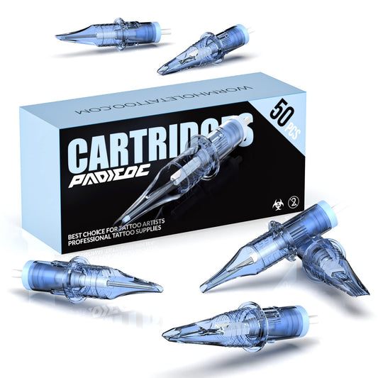 Padieoe Tattoo Cartridge Needles, 50pcs Mixed Tattoo Needle Cartridge Standard Cartridge Needles Round Liner Shader Magnum Tattoo Needle Tattoo Supplies 3RL 7RL 7RS 9RM 9M1 (50pcs 12#)