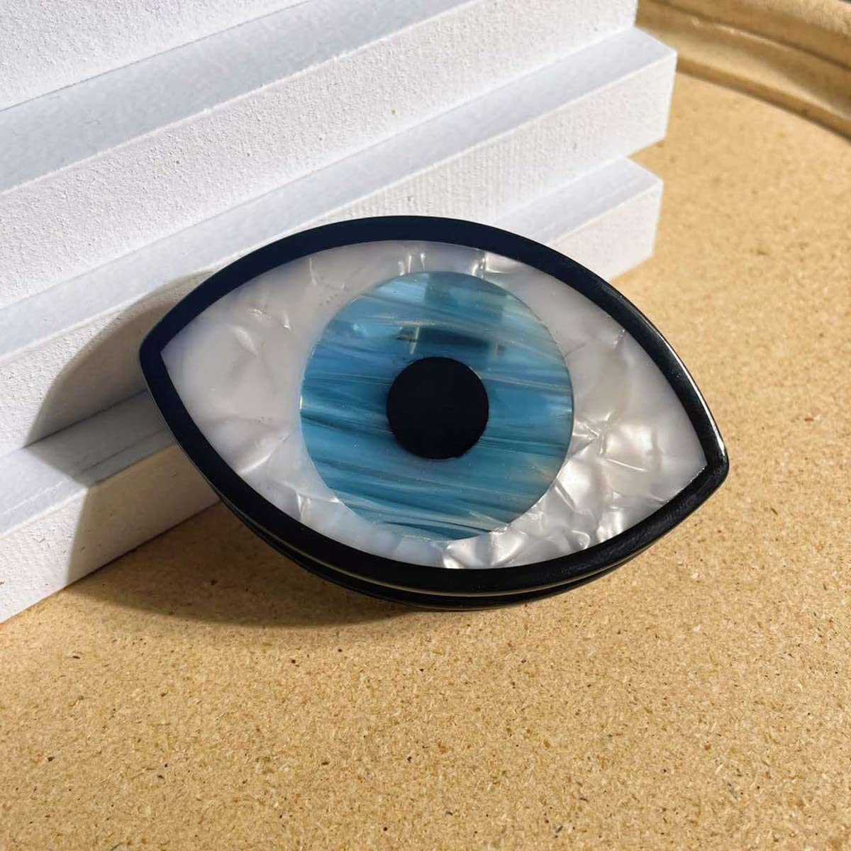 Big Blue Evil Eye Hair Claw Clip Ojo Hold Hair Pin Nonslip Large Turkey Amulet Lovely Cute Eye Strong Hairpin for Women Girl Delicate Hair Accessories-A black