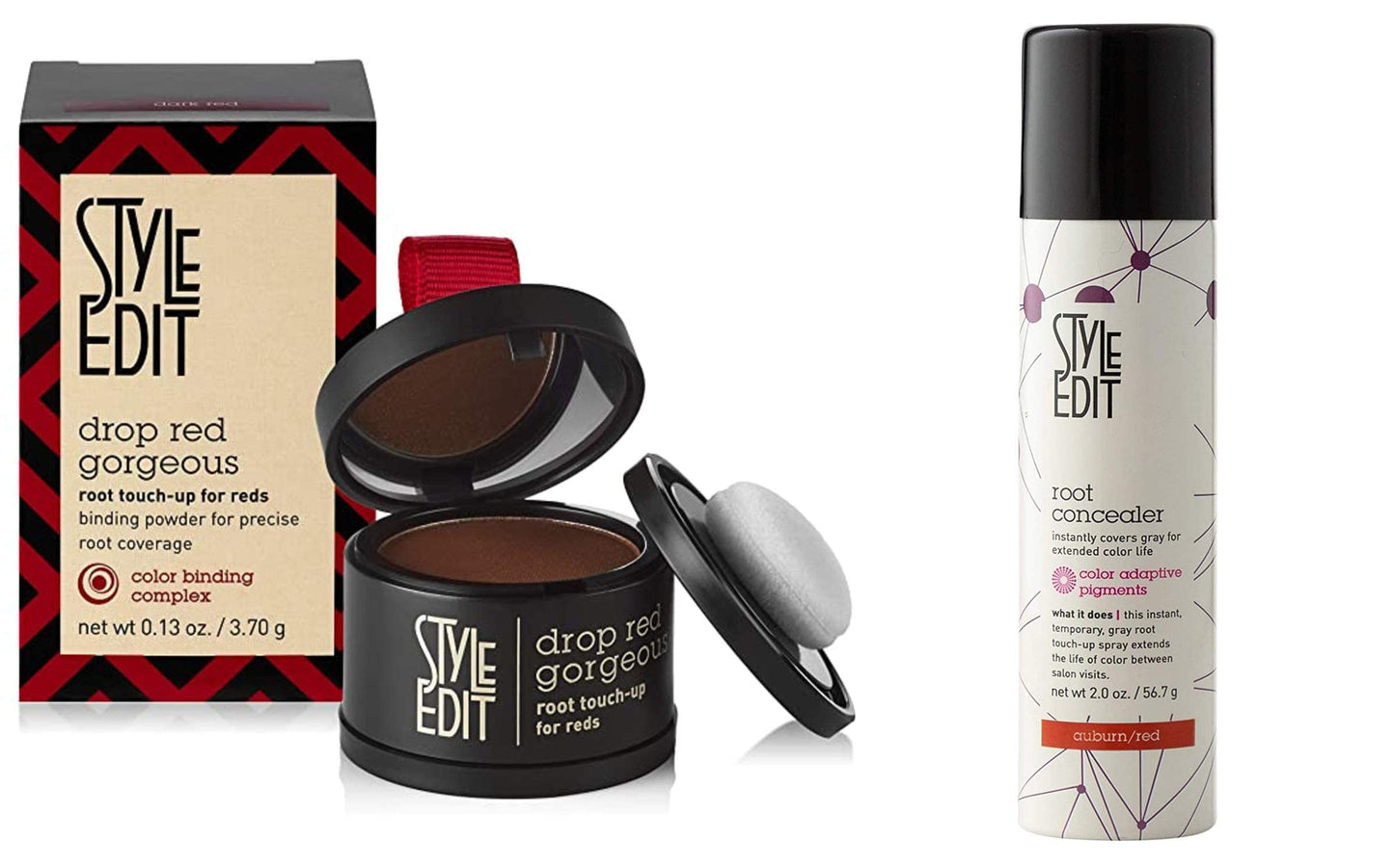 Style Edit Root Concealer Spray and Root Touch Up powder, to Cover Up Roots and Grays, Medium Red Hair Color