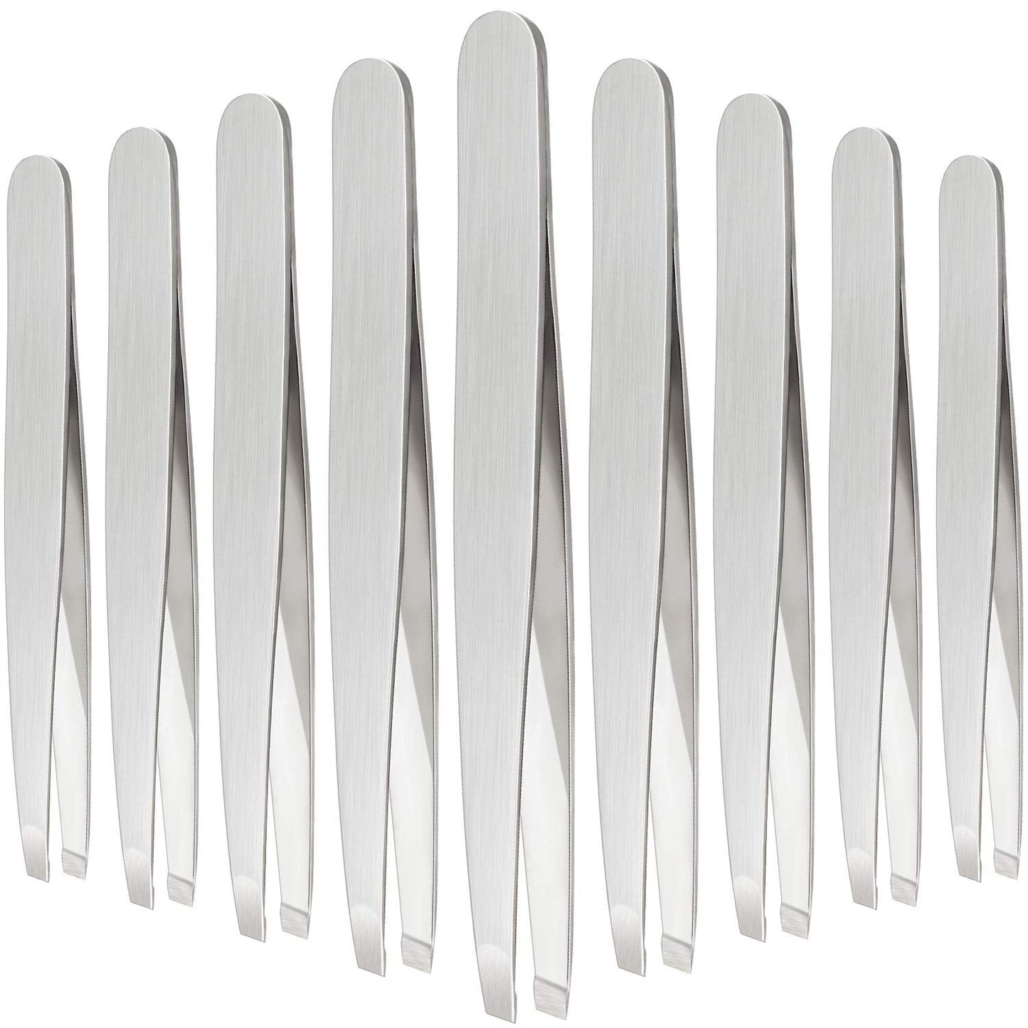 12 Pieces Eyebrow Tweezers Stainless Steel Slant Tip Tweezers Facial Hair Eyebrow Precision Tweezers for Men and Women(Silver)