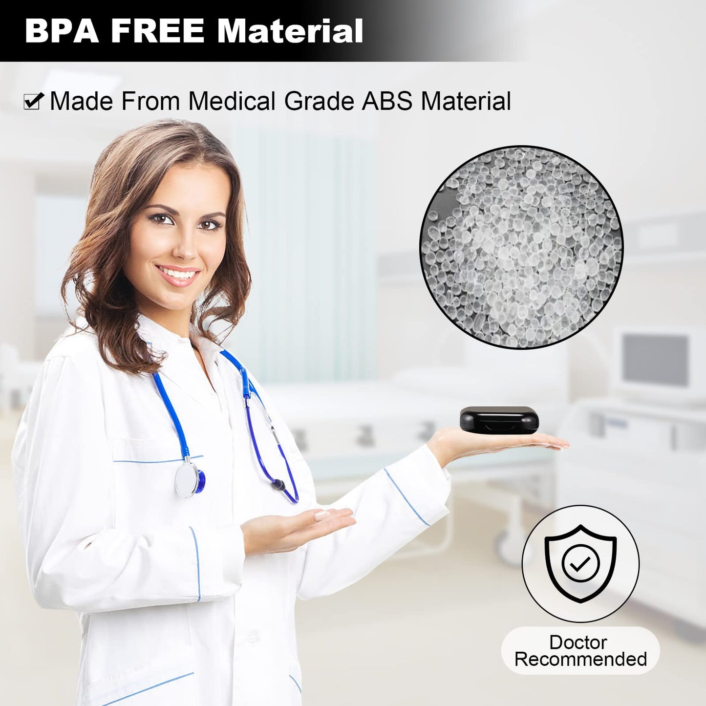 Retainer Case, Slim Aligner Case with Mirror, Compatible with Invisalign, Night Guard and Mouth Guard, Premium Retainer Case, With Aligner Remover Tool, Chew & Brush, Black