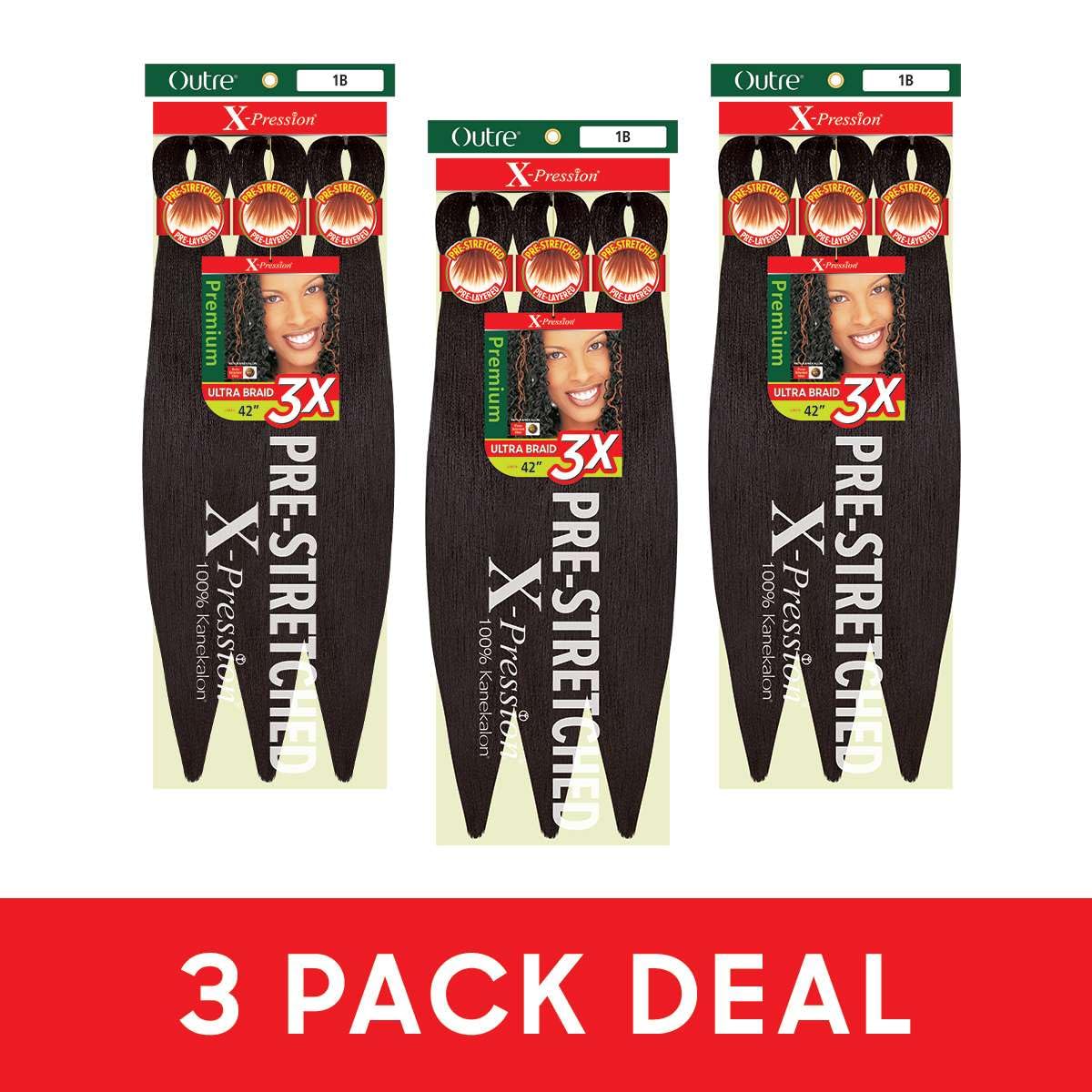 [3 PACK DEAL] Outre X-PRESSION Ultra Braid Pre-streteched Braid 42" 3X (3 Packs, 2)