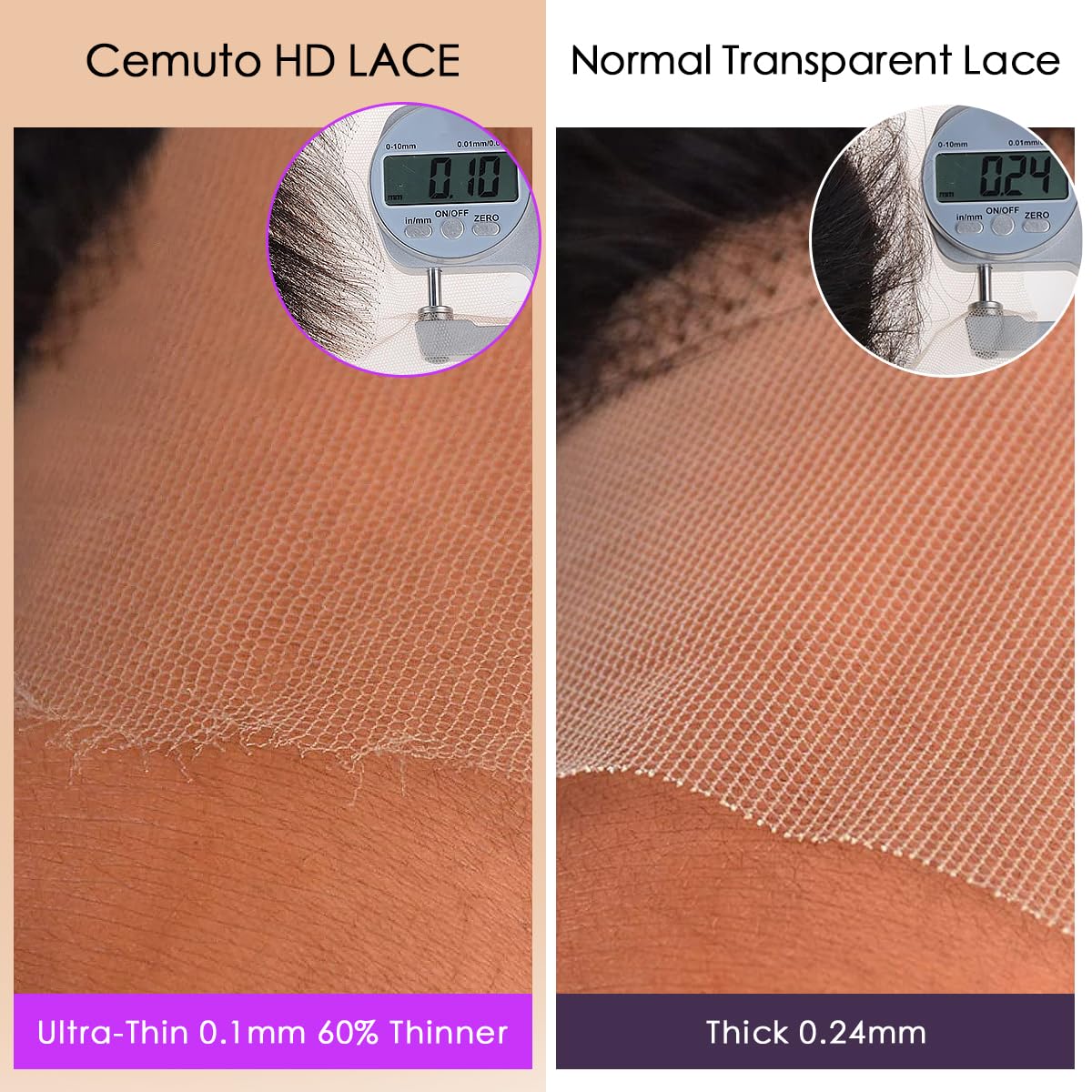 2x6 HD Lace Closure Human Hair Straight SKINLIKE Lace Closure Pre Plucked Bleached Knots 0.10mm Ultra Thin Kim K Closure HD Lace, 20 Inch Natural Black