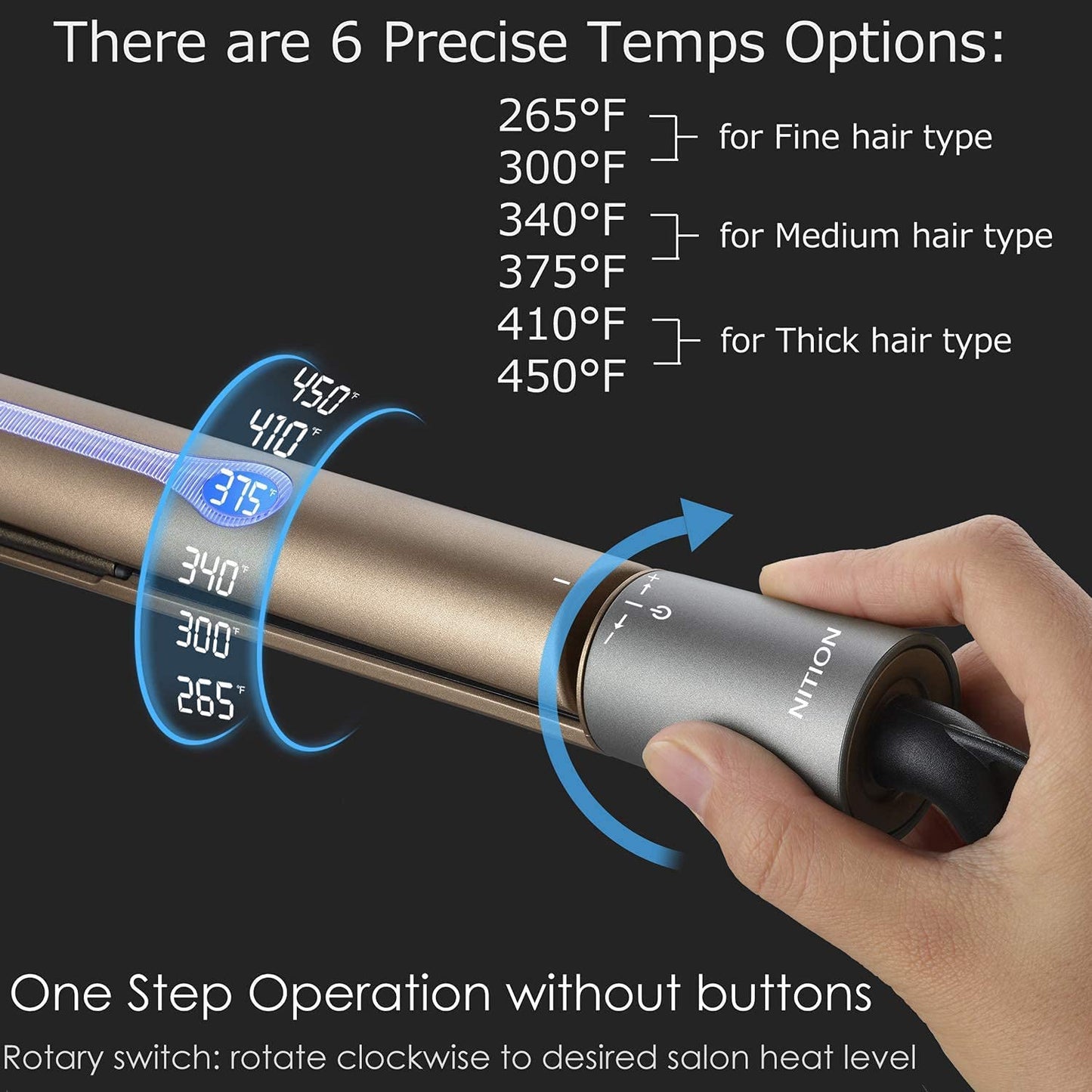 NITION Professional Salon Hair Straightener Flat Iron and Hair Dryer with 3 Attachments Diffuser/Comb Set