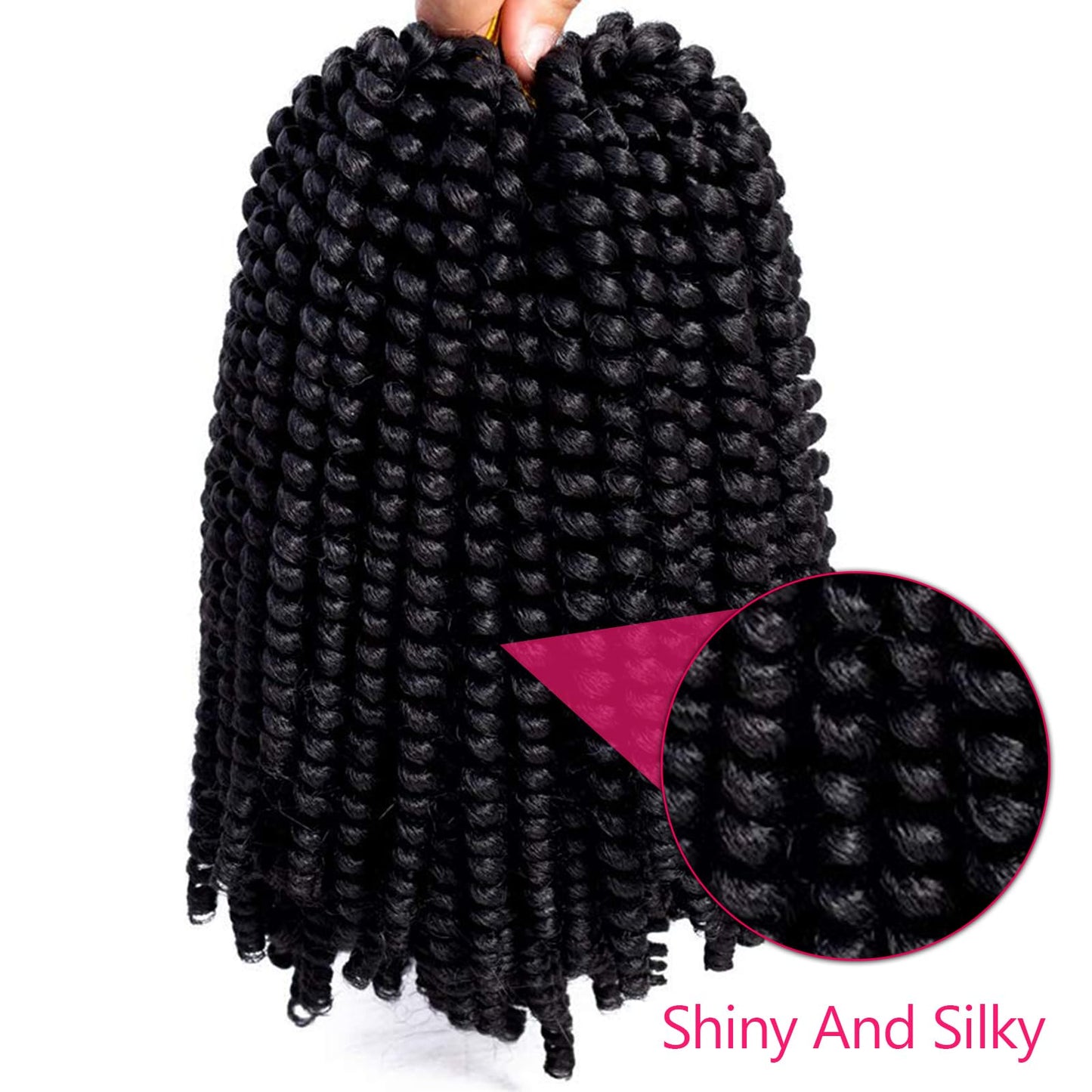 Spring Twist Hair 8 Inch Spring Twist Crochet Hair 6 Packs Spring Twist Braiding Hair For Butterfly Locs Soft Locs Low Temperature Synthetic Fiber Fluffy Hair Extensions (8 Inch,1#)