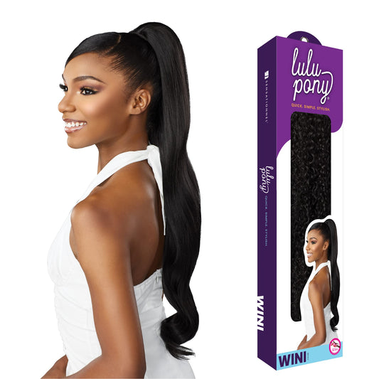 Sensationnel Lulu Pony tail drawstring - Lulu Pony Wini high heat synthetic yaki pony tail or up do wig piece - Lulu Pony Wini (F1B/30)
