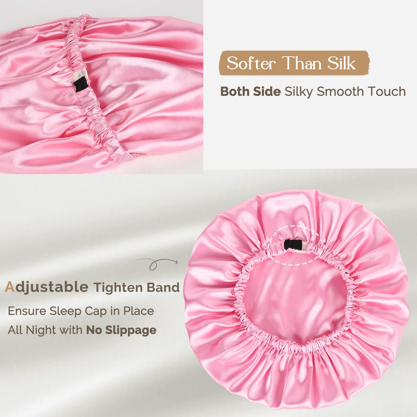 YANIBEST Silk Bonnet Satin Bonnet for Sleeping Women and Men, Adjustable Double Layer Hair Bonnet for Curly Braids Hair