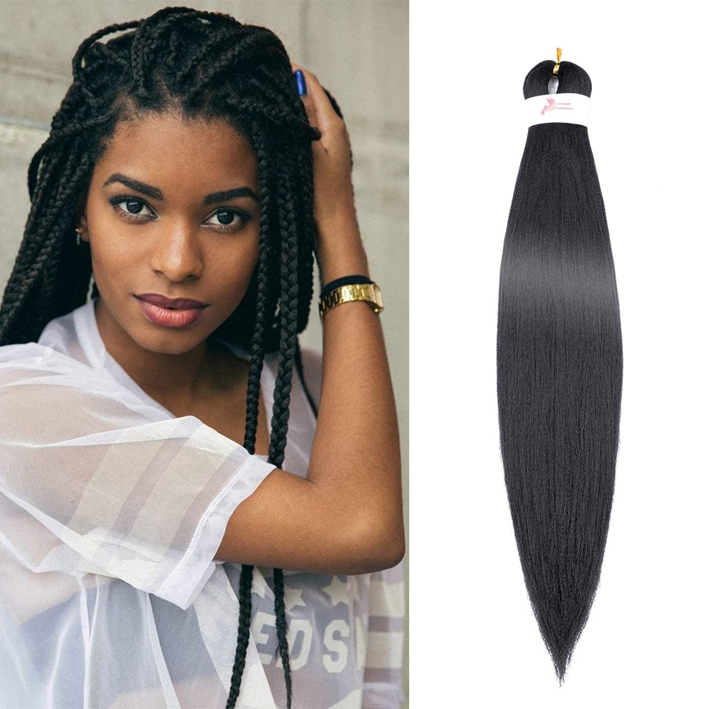 Callia Braiding Hair Pre Stretched 26 Inch Braiding Hair 8 Packs Kanekalon Braiding Hair Synthetic Braiding Hair Extensions Black Braiding Hair 1B