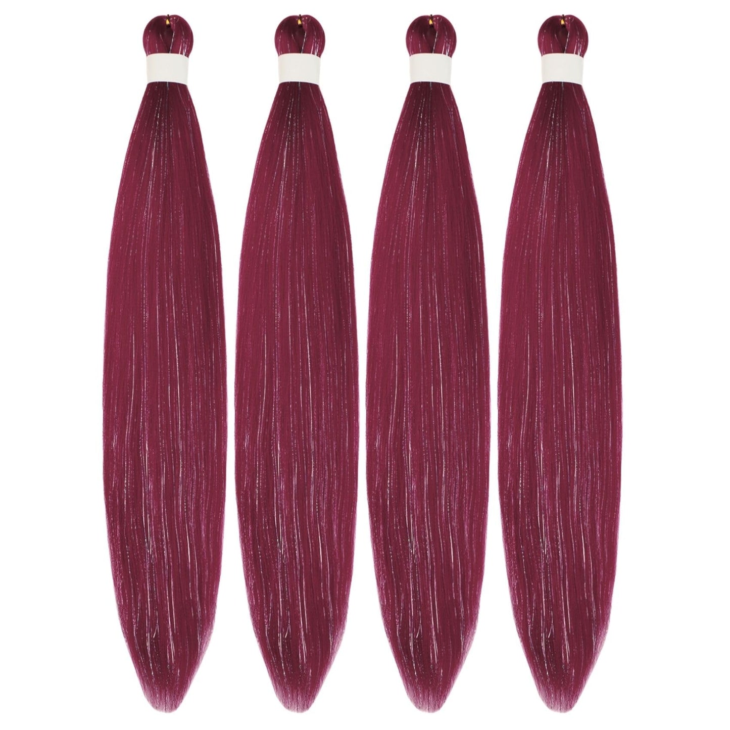 Burgundy Tinsel Braiding Hair Pre Stretched Box Synthetic Box Braids Tinsel Hair for Braiding(26Inch 4 Packs)