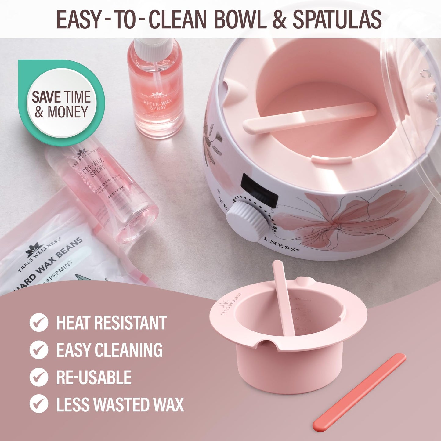 Tress Wellness Watercolor White Warmer kit with Light Pink Silicone Bowl