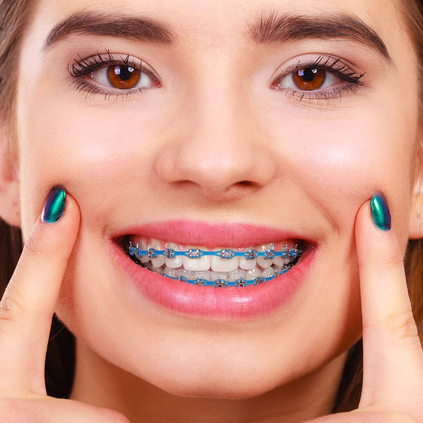 Annhua Dental Orthodontic Elastic Chain, Dental Spool Elastic Rubber Band Power Chains for Braces - Long, Blue - 1# - 15ft/Roll, Used for Orthodontic Braces