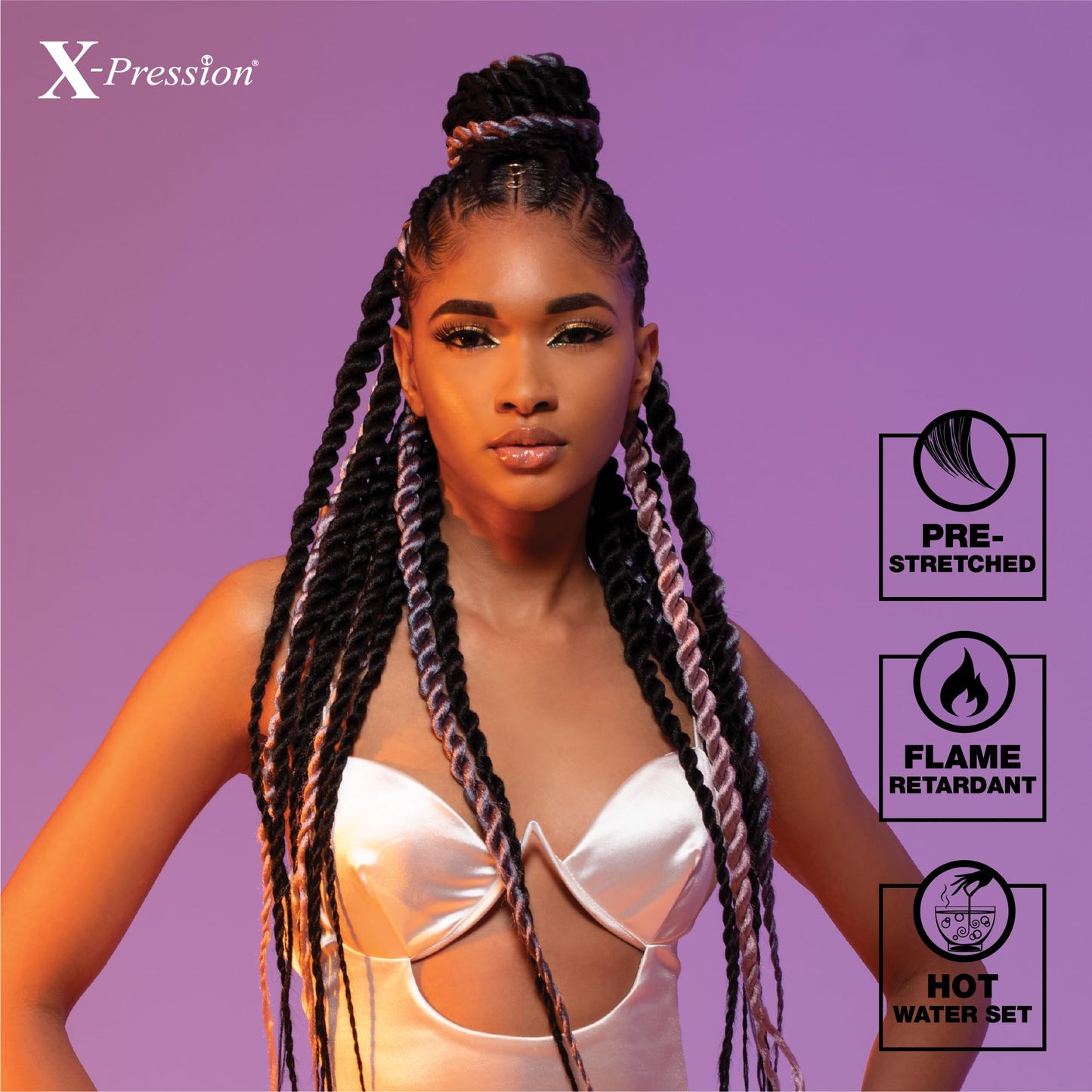Sensationnel Xpression prestretched braiding hair - 3x xpression 58-inch flame retardant smooth yaki braid - 3x x-pression 58 inch (2 pack, 3T2/27/613)