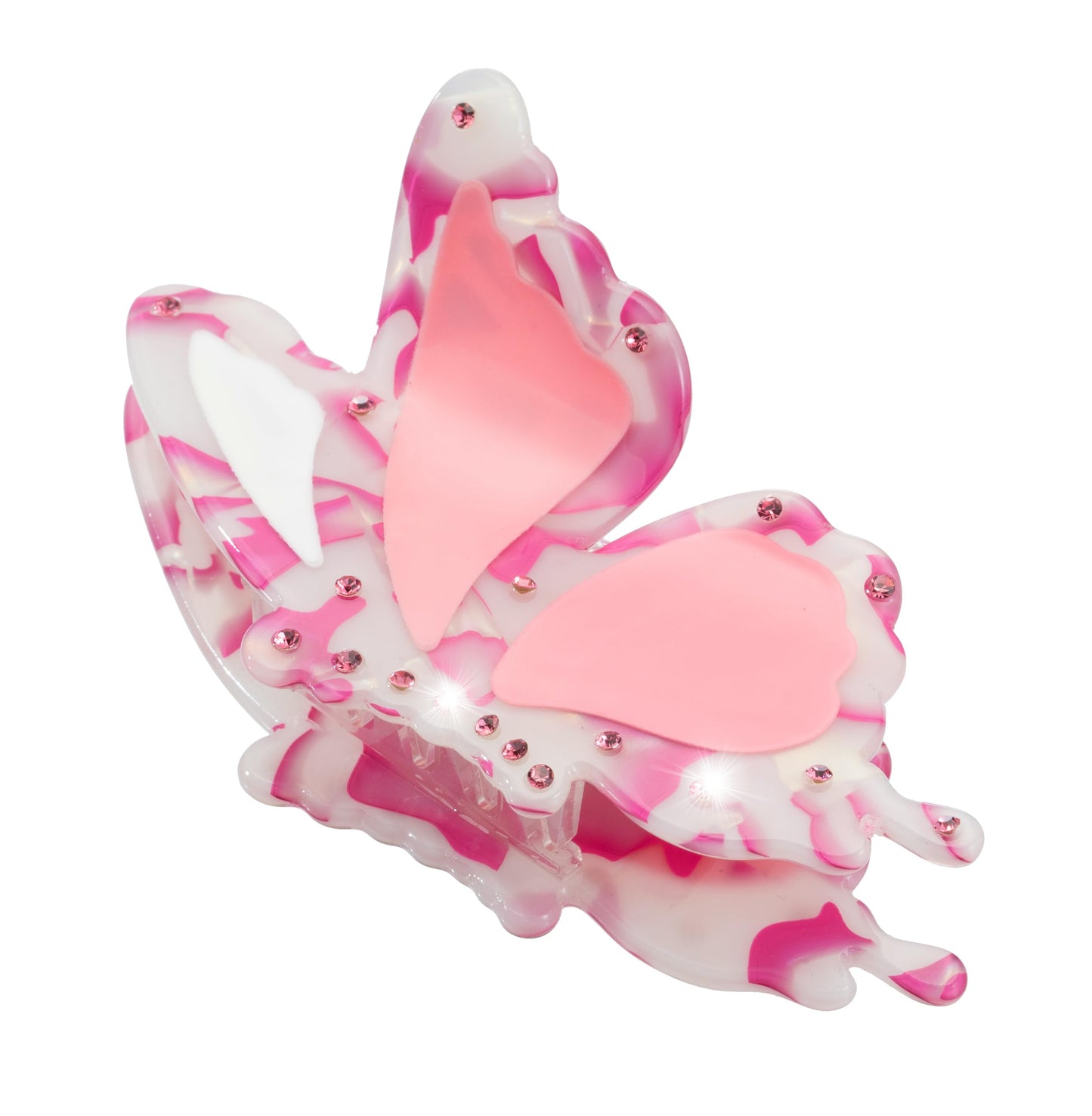 Butterfly Hair Clips Acetate Rhinestone Hair Claw Clips Jaw Clips 2.9 inch Butterfly Hair Claw Clips，Beautiful Pink Butterfly Hair Clips Hair Accessories for Women(small butterfly-pink)