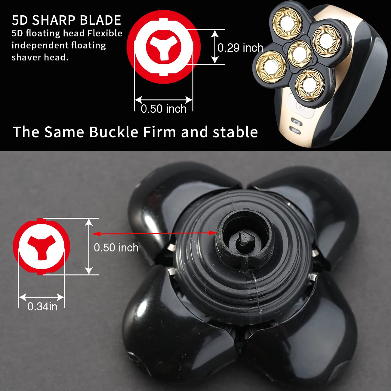 5 Blades Head Shaver Replacement Heads Replacement Blades Head Shaver Universal Replacement Blade Head Electric Razor for Men (5D Gold)