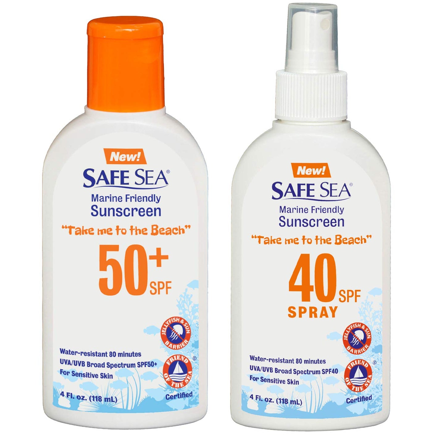 Safe Sea Anti-Jellyfish Sting Protective Lotion - Sunscreen - Sunblock - Sea Lice - Jelly Fish - 50SPF Adults (SPF50 + SPF40)