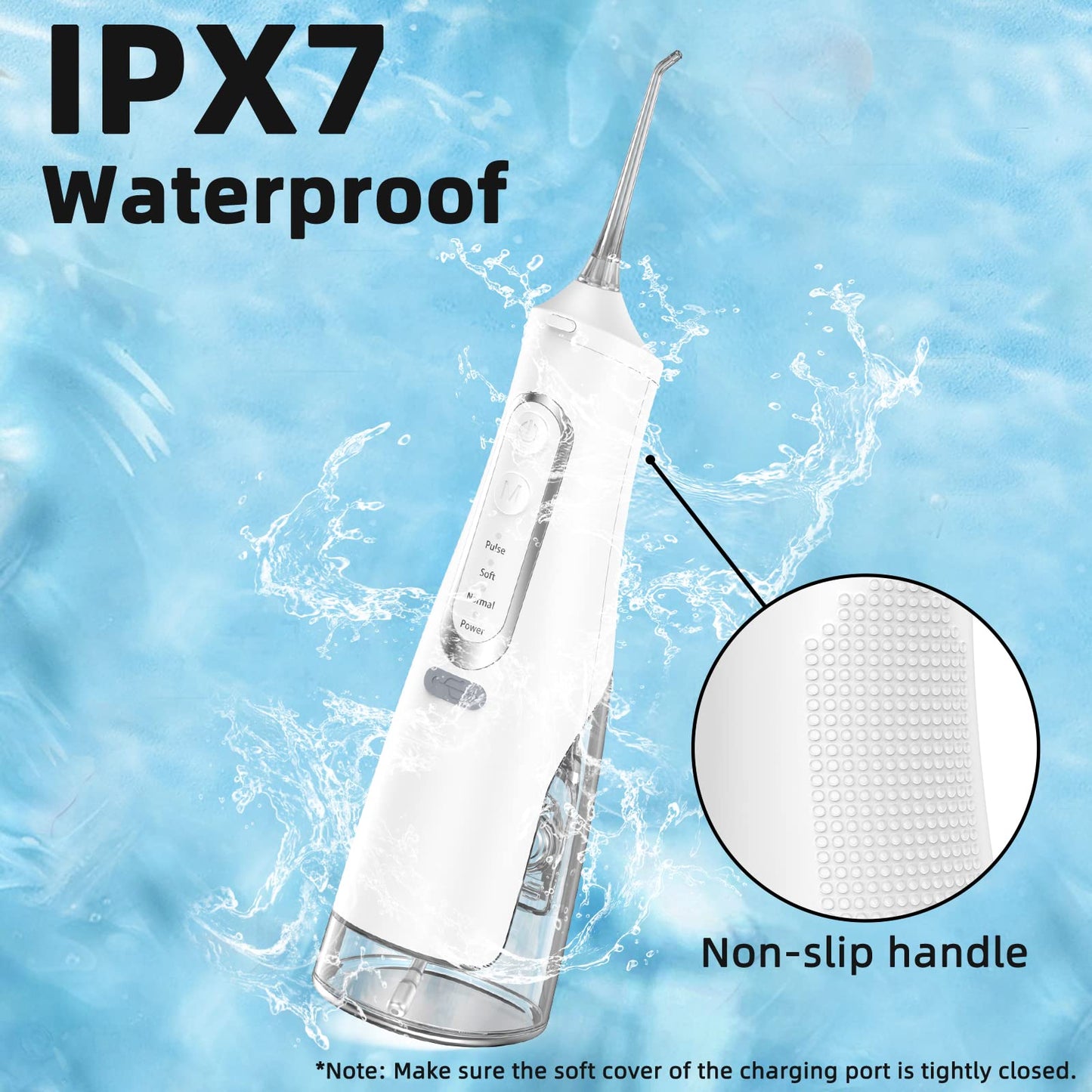 Water Flosser for Teeth Cleaning 4 Modes Rechargeable Oral Irrigator 4 Tips Powerful Battery Life Water Dental Picks IPX7 Waterproof 310ML Water Tank (White)