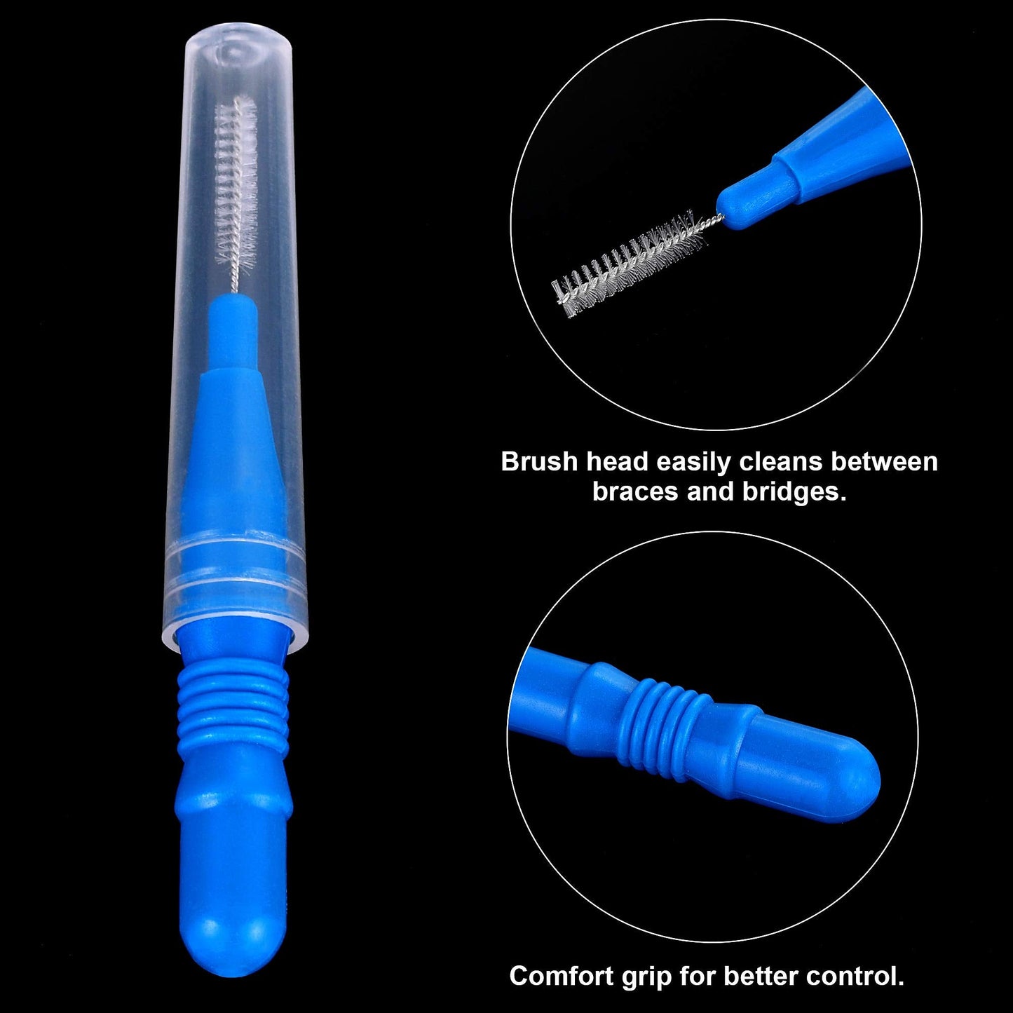 BBTO 100 Pcs Braces Dental Brush Flosser for Cleaner Interdental Brush Toothpick Dental Tooth Flossing Head Oral Dental Toothpick Cleaners Cleaning Tool (Red, Blue, Green, Light Green, Orange)