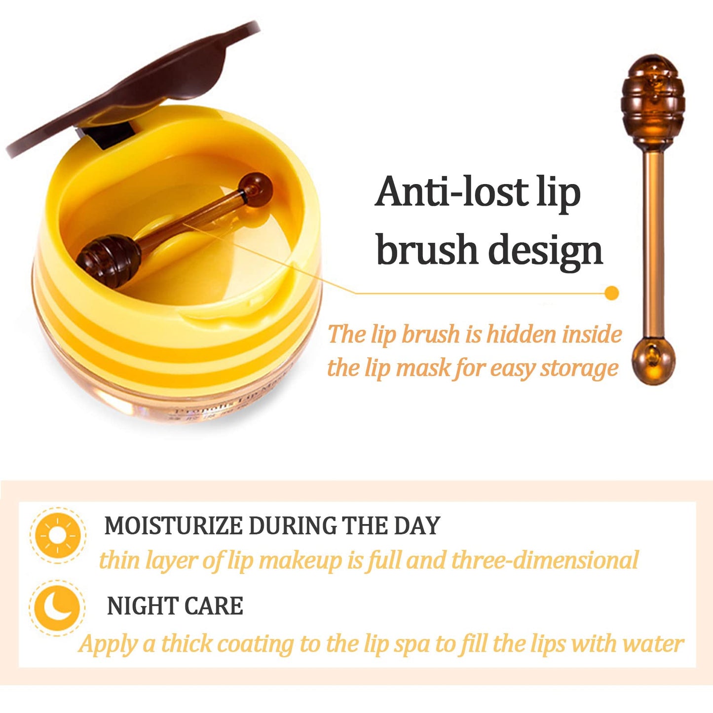 2 Pcs Bee Lip Balm Honey Pot, Honey Lip Mask Propolis Moisturizing Hydrating Prevention Dry and Cracked Lip Scrubs Exfoliator (2 Honey)
