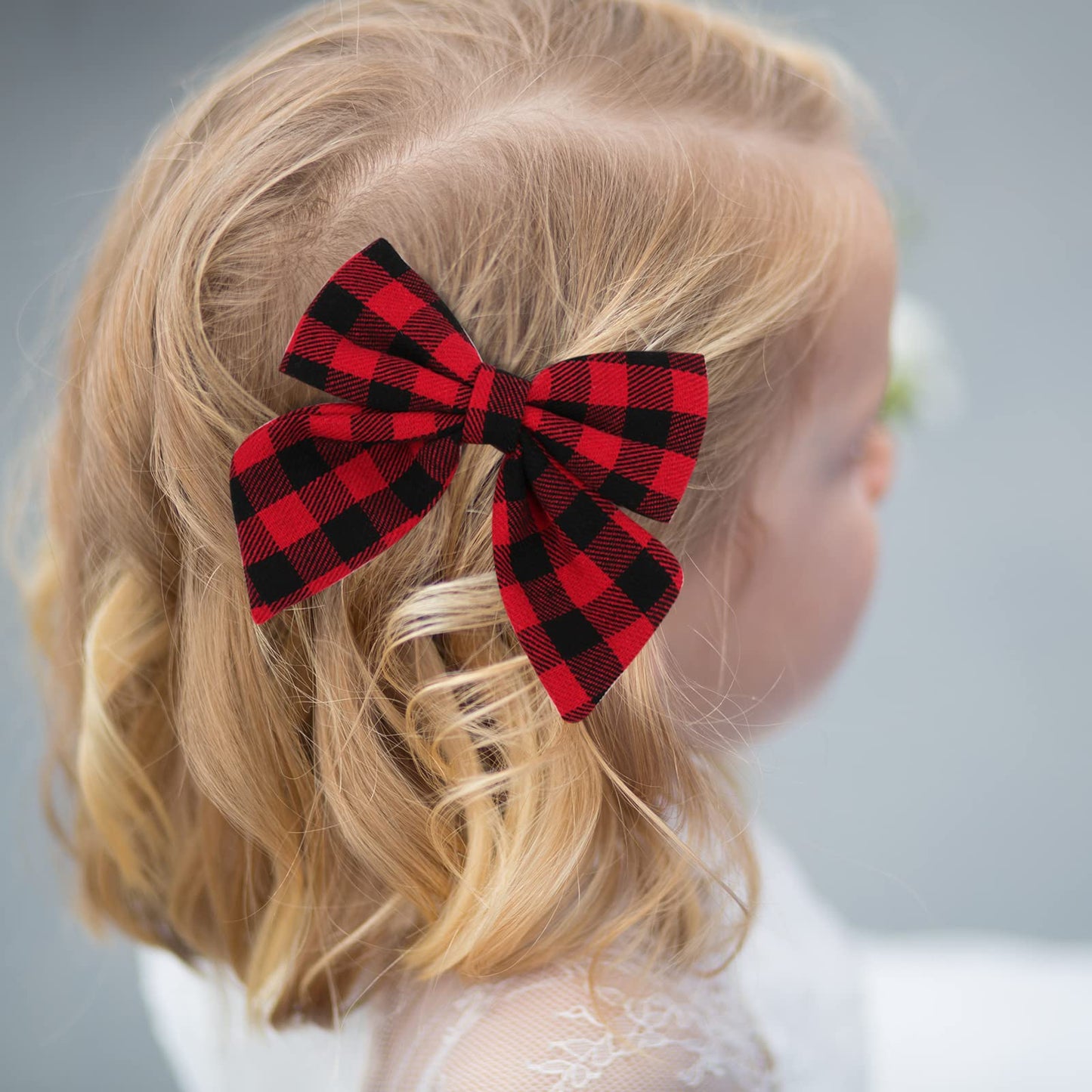 Plaid Hair Bow Clips Kids Girls Buffalo Plaid Hair Pin Checkered Plaid Hair Bow Pin BBG70 (3 PCs-Set)