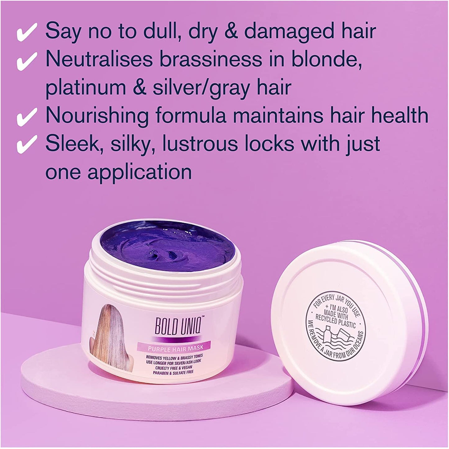Purple Hair Mask - For Blonde, Platinum, Bleached, Silver, Gray, Ash & Brassy Hair, BoldPlex 3 Hair Treatment, and Coconut Hair Mask Bundle - Paraben & Sulfate free, Cruelty-free & Vegan