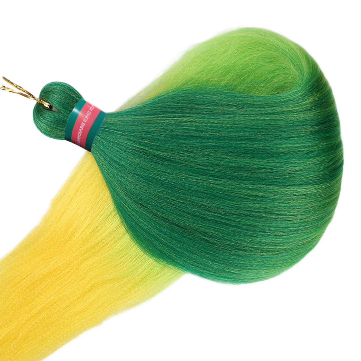 RUN SHUI Ombre Green Yellow Pre stretched Braiding Hair 2 Packs Pre feathered Braid Hair Extensions 30 Inches Hair Braids