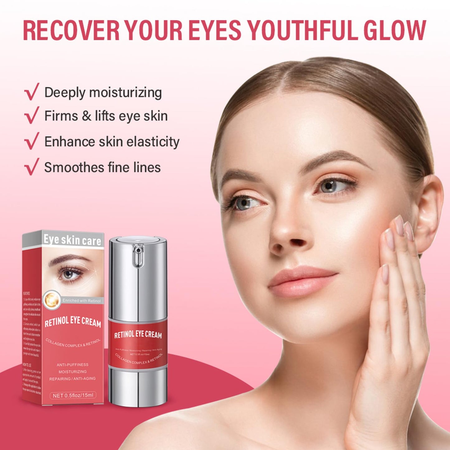 paminify Retinol Eye Cream for Dark Circles and Puffiness, Anti Aging Under Eye Cream Reduce Wrinkles Fine Lines, with Collagen and Hyaluronic Acid,Smooth and Hydrate,Suitable for Sensitive Skin