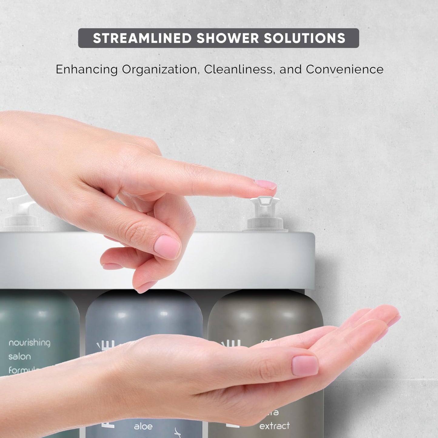 Acquavera Triple Bracket (Silver) with Infuse Lavender Mint Shampoo, Conditioner and Body Wash