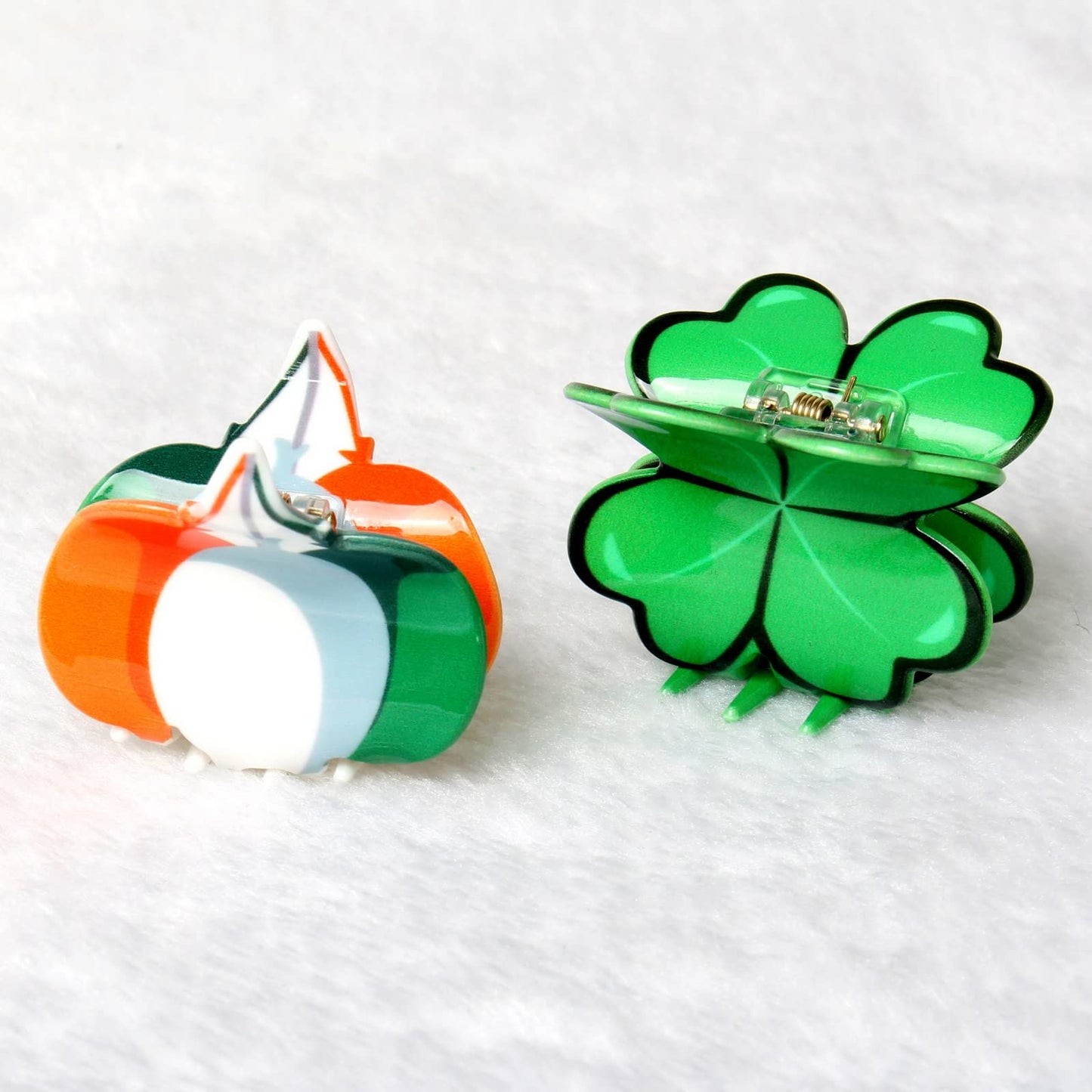 4PK Cute Claw Clips for Girls Green Hair Claw Small Hair Clip Shamrock Hair Claws Cute St Patrick’s Hair Accessories for Women (color C)