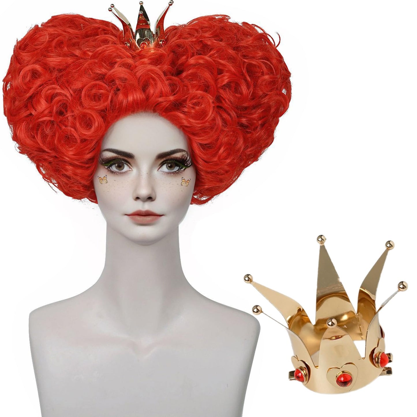 Aicos Red Curly Cosplay Wig Short Beehive Red Curly Anime Costumes Wigs for Women Halloween Cosplay Anime Party Use+Free Wig Cap