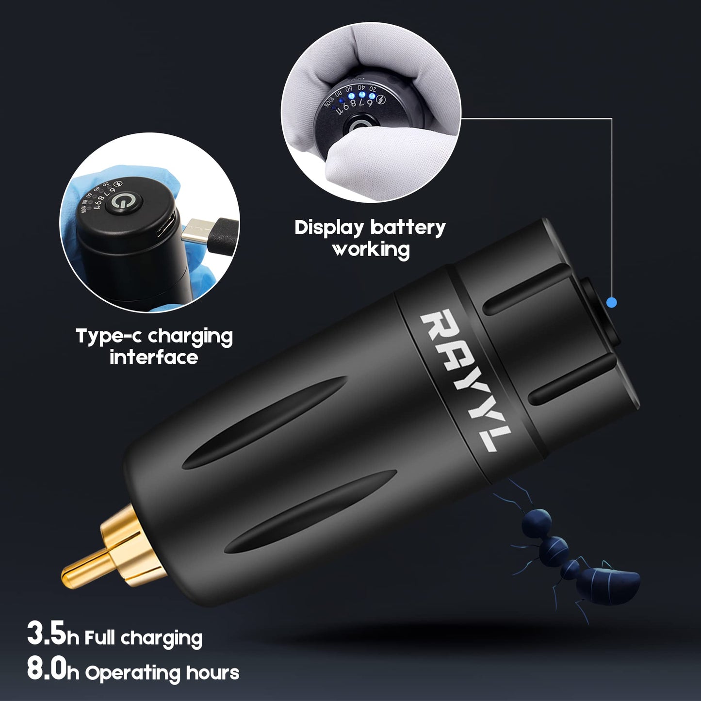 Rayyl Machine Pen Kit - PRO Machine Pen Tattoo Power Supply Practice Skin Transfer Paper for Beginners & Experienced Artists